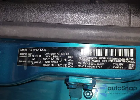 2020 Jeep Renegade Latitude 4X4 from USA, damaged, VIN ZACNJBBB5LPL53908